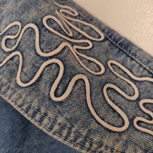 Vintage 80s Denim Jean Jacket Coat Women's S Western Yoke Stonewashed Snaps - Picture 6 of 16